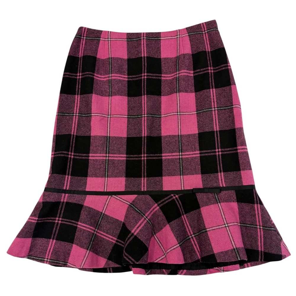 Harold's Preppy Academia Pink & Black Plaid A-Line Pencil Skirt Size 4 Barbie